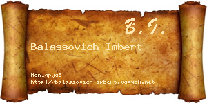 Balassovich Imbert névjegykártya